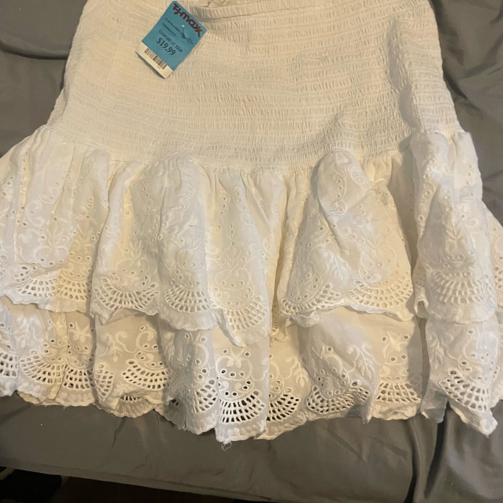 White Eyelet Ruffle Skirt